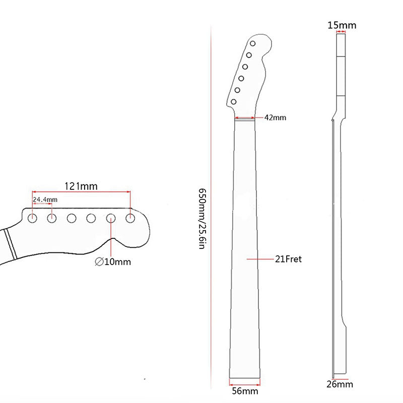 Canada Maple Guitar Neck for TL, 22-fret Paint Bright Light