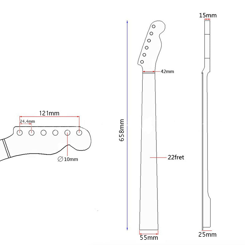 Canadian Maple Guitar Neck for Fender TL, 22-Fret Matte Yellow