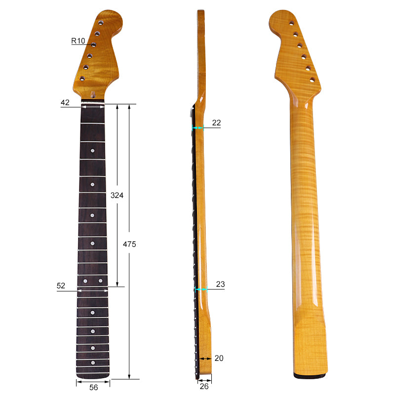 22-Frets Flamed Maple Neck For ST