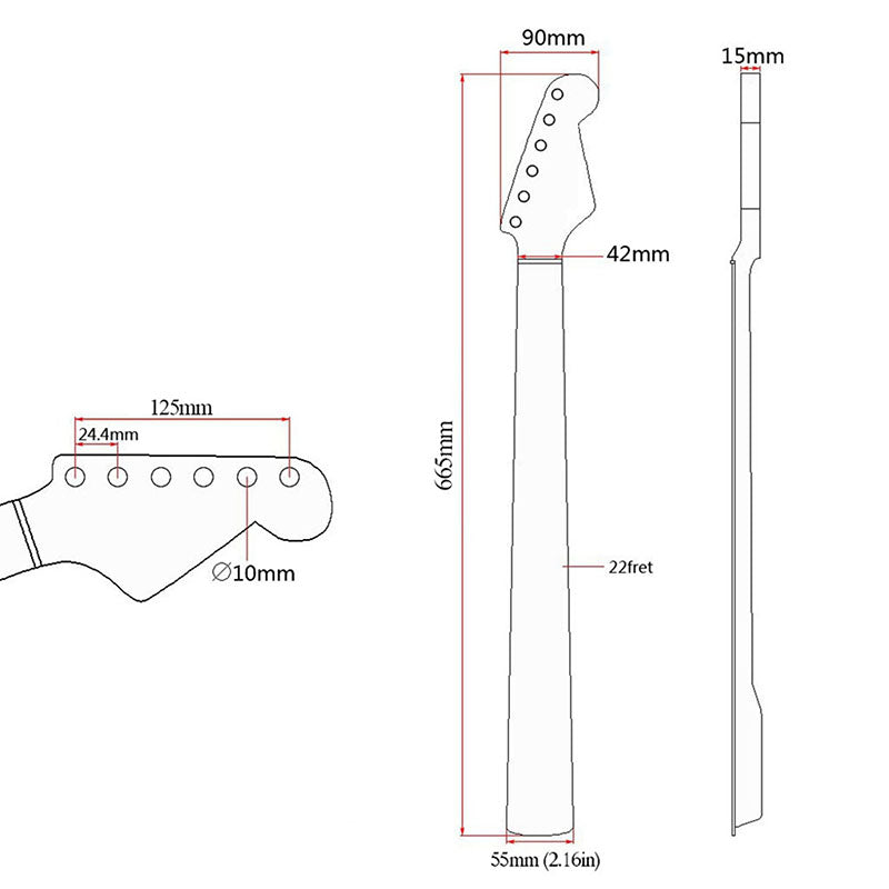 Canadian Maple Guitar Neck for ST , 22-Fret Matte Yellow