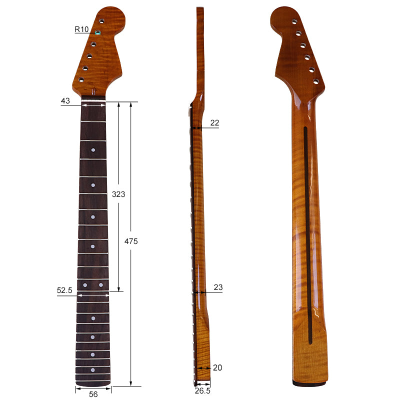 22-Frets Roasted Flamed Maple Neck For ST