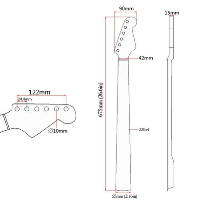 Canadian Maple Guitar Neck for ST Strat Stratocaste, 22-Fret
