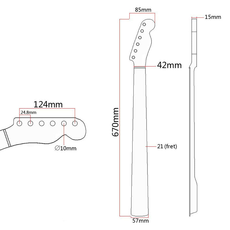 Maple Guitar Neck Rosewood Fingerboard For TL, 21 Fret