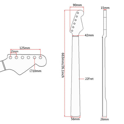 Canada Maple Guitar Neck for ST, 22-fret Paint Bright Light