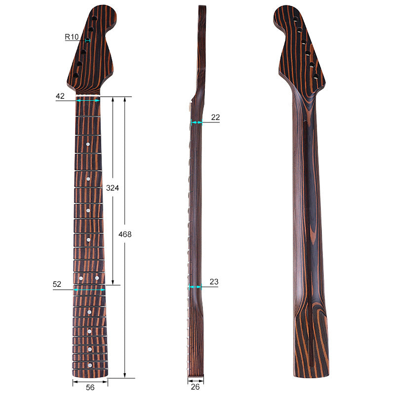 Zebra Wood ST Guitar Neck,21-Fret