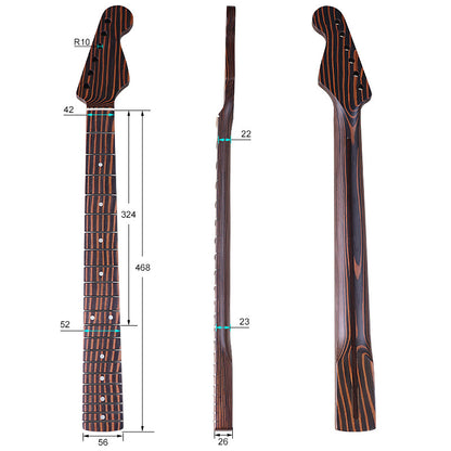 Zebra Wood ST Guitar Neck,21-Fret
