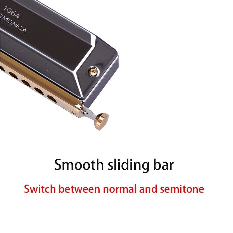 16 Hole 64 Tone Chromatic Harmonica