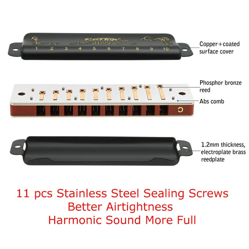 10 Hole Diatonic Blues Harmonica - Easttop T008K