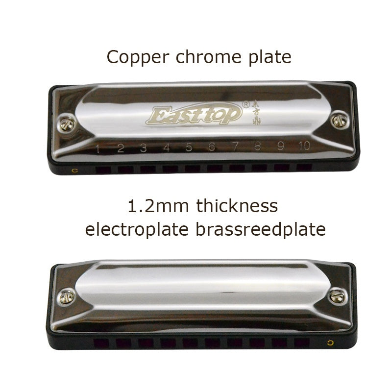 Diatonic Blues Harmonica 10 Hole Harp,Easttop-T002