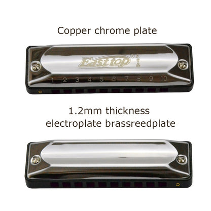 Diatonic Blues Harmonica 10 Hole Harp,Easttop-T002