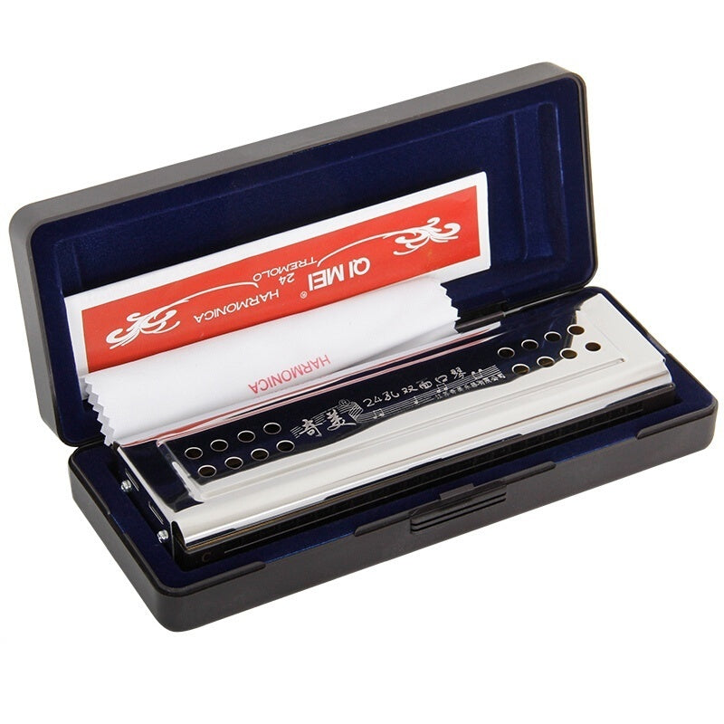 2-in-1 Tremolo Harmonica of C&G 24 Double Holes Wind Instrument