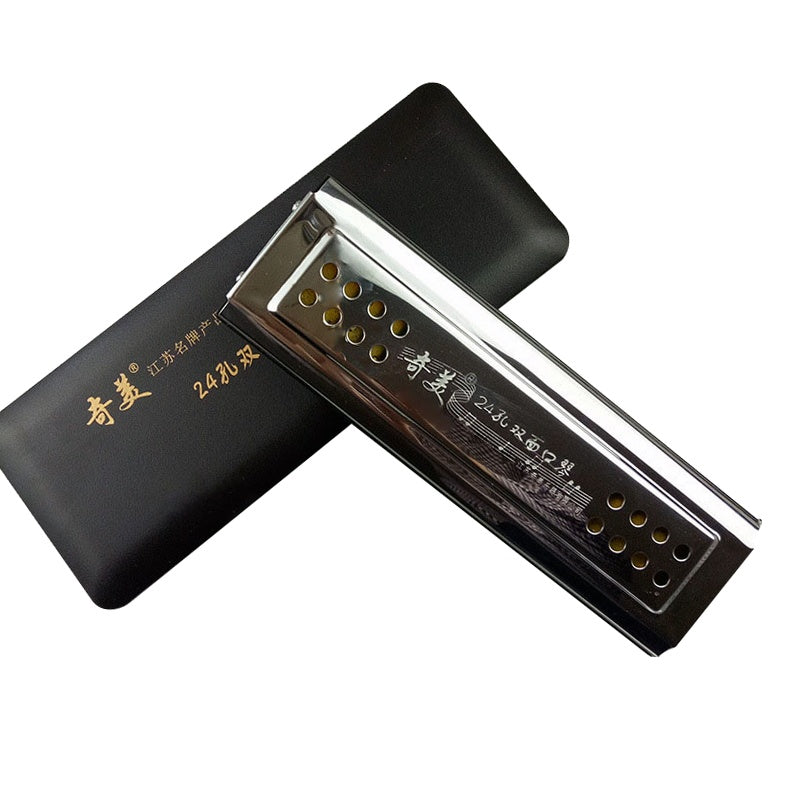 2-in-1 Tremolo Harmonica of C&G 24 Double Holes Wind Instrument