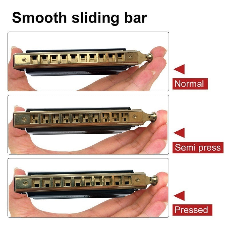 Wind Instrument Performance Competition 10 Hole 40 Tone or 12 Hole 48 Tone Chromatic Harmonica