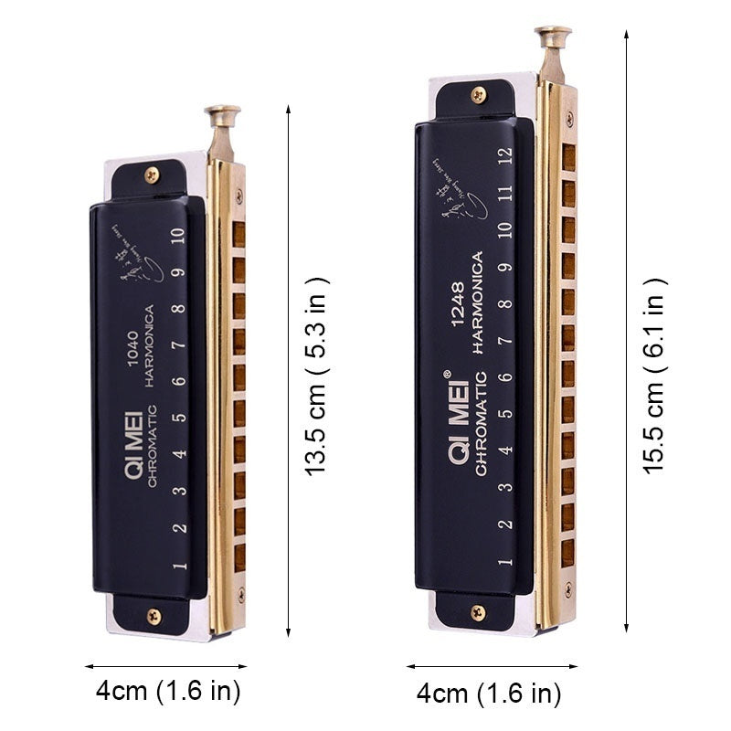 Wind Instrument Performance Competition 10 Hole 40 Tone or 12 Hole 48 Tone Chromatic Harmonica