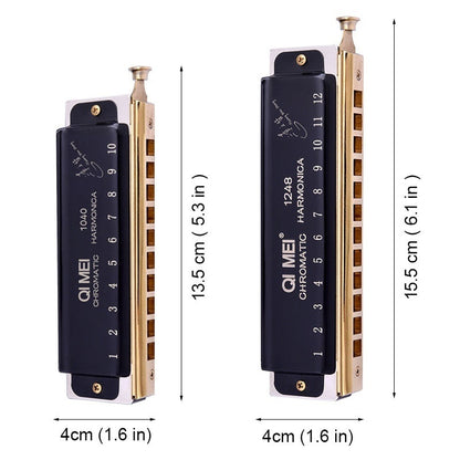 Wind Instrument Performance Competition 10 Hole 40 Tone or 12 Hole 48 Tone Chromatic Harmonica