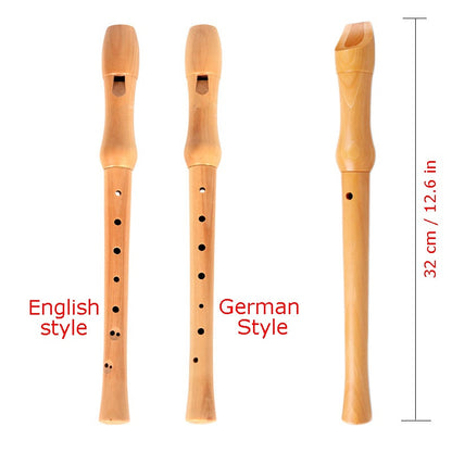 Wooden Flute Professional Sound Easy Adjustable 8-Hole Treble Vertical Flute Soprano Recorder