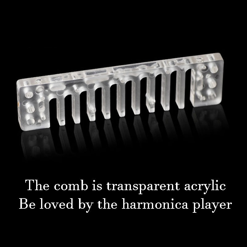 10 Hole Harmonica Professional Half-valves Diatonic Blues Harp T008L/T008LS(with valve)  White Color Transparent Acrylic Comb