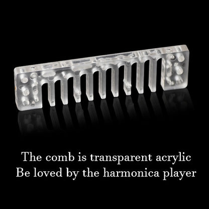 10 Hole Harmonica Professional Half-valves Diatonic Blues Harp T008L/T008LS(with valve)  White Color Transparent Acrylic Comb