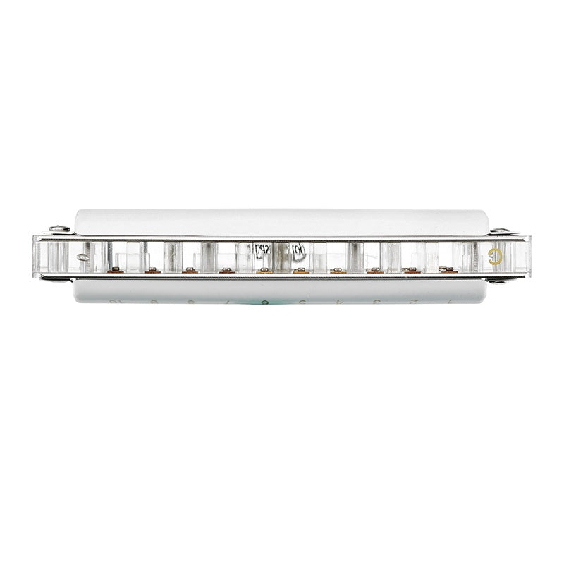 10 Hole Harmonica Professional Half-valves Diatonic Blues Harp T008L/T008LS(with valve)  White Color Transparent Acrylic Comb
