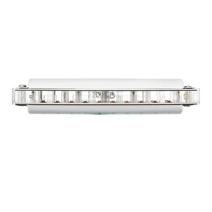 10 Hole Harmonica Professional Half-valves Diatonic Blues Harp T008L/T008LS(with valve)  White Color Transparent Acrylic Comb