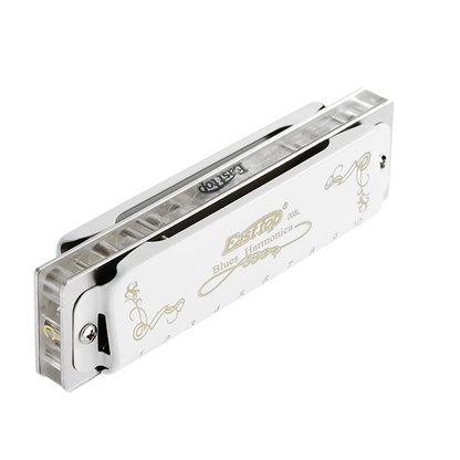 10 Hole Harmonica Professional Half-valves Diatonic Blues Harp T008L/T008LS(with valve)  White Color Transparent Acrylic Comb