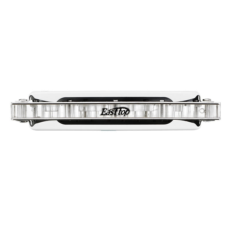 10 Hole Harmonica Professional Half-valves Diatonic Blues Harp T008L/T008LS(with valve)  White Color Transparent Acrylic Comb