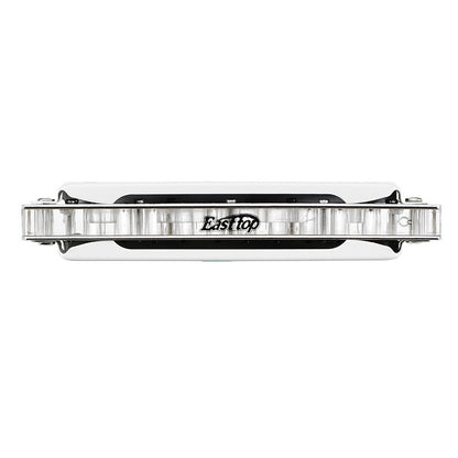 10 Hole Harmonica Professional Half-valves Diatonic Blues Harp T008L/T008LS(with valve)  White Color Transparent Acrylic Comb