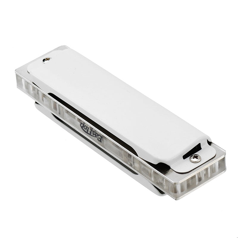 10 Hole Harmonica Professional Half-valves Diatonic Blues Harp T008L/T008LS(with valve)  White Color Transparent Acrylic Comb