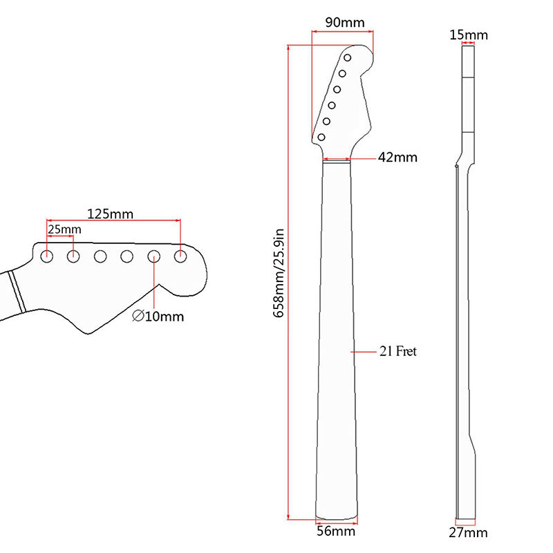 21-Fret Roasted Flamed Maple Neck for ST
