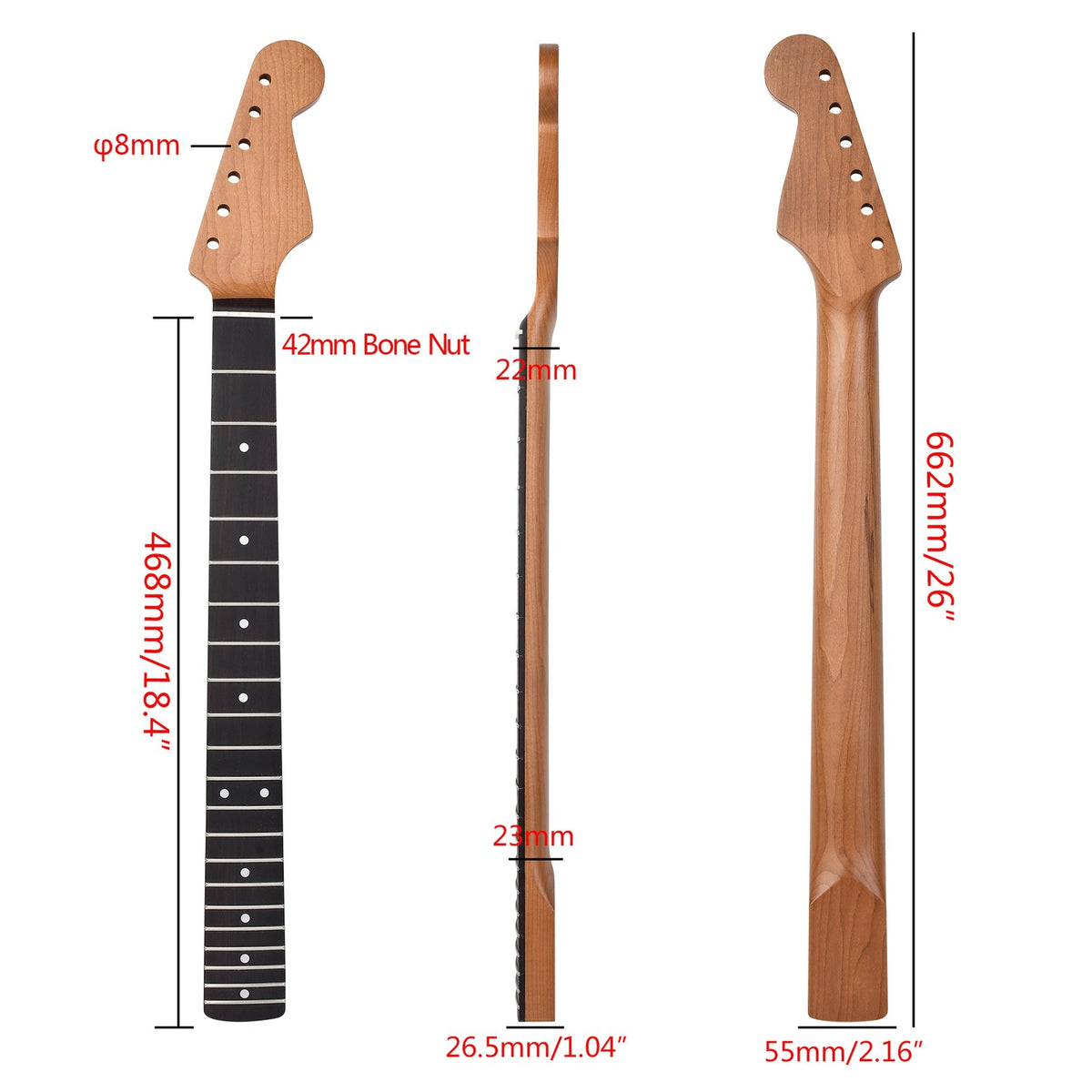 Roasted Maple Guitar Neck for ST, 21-fret