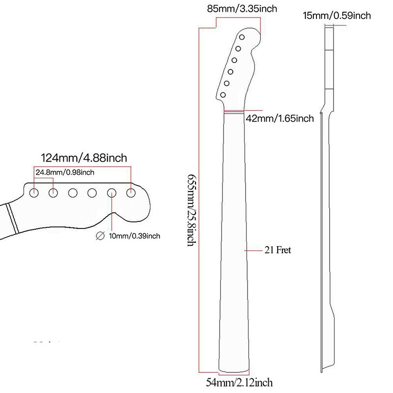 Canadian Maple Guitar Neck for TL , 21-fret Paint Bright Light