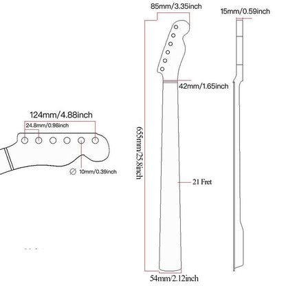 Canadian Maple Guitar Neck for TL , 21-fret Paint Bright Light