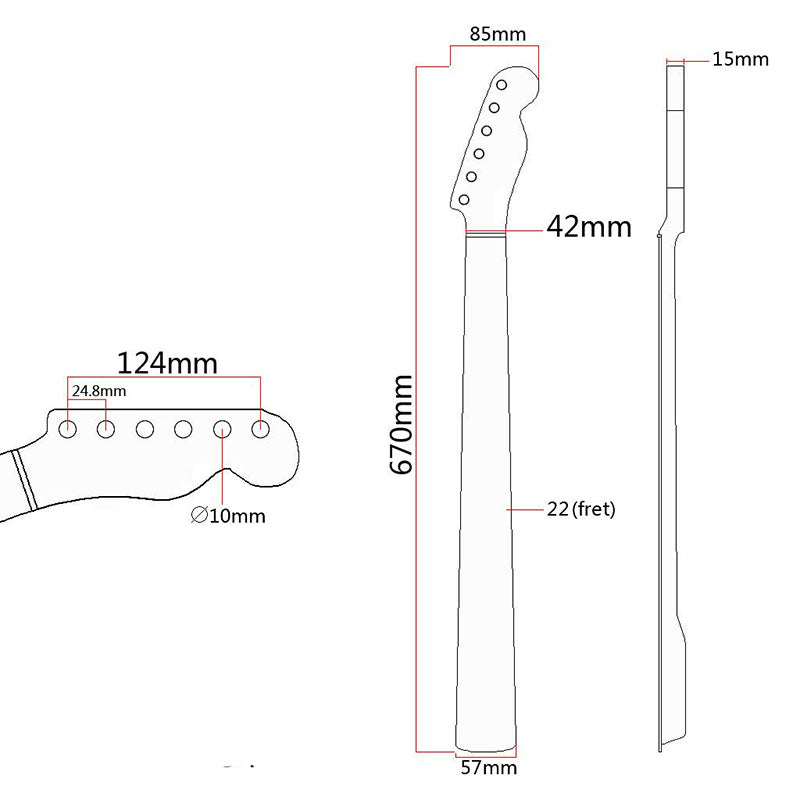 Maple Guitar Neck Rosewood Fingerboard for TL, 21-Fret