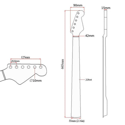 Canadian Maple Guitar Neck for ST , 22-Fret Matte Yellow