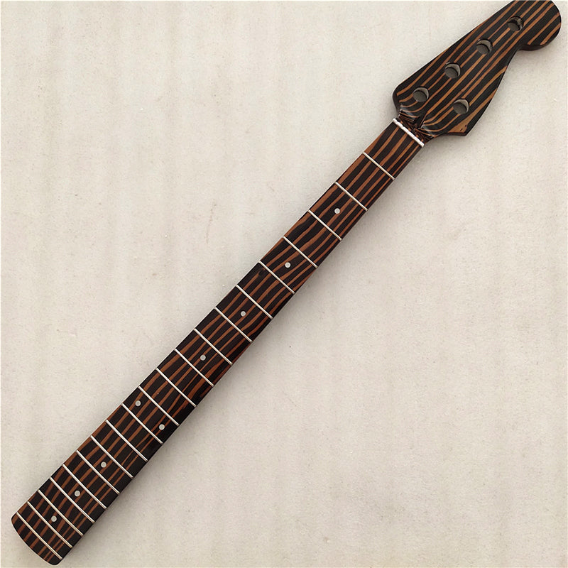 5 String Zebra Wood Bass Guitar Neck,20-Fret