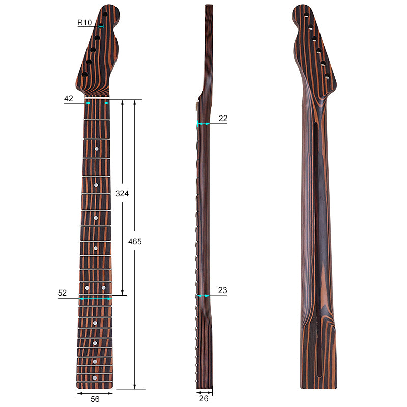 Zebra Wood TL Guitar Neck,21-Fret